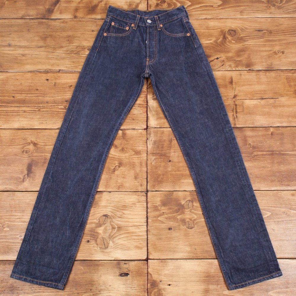 Vintage Levis Levi 501 Red Tag Dark Blue Straight Leg Denim Jeans 23 x 32